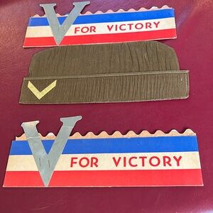 Vintage WWII V for Victory Paper Hats